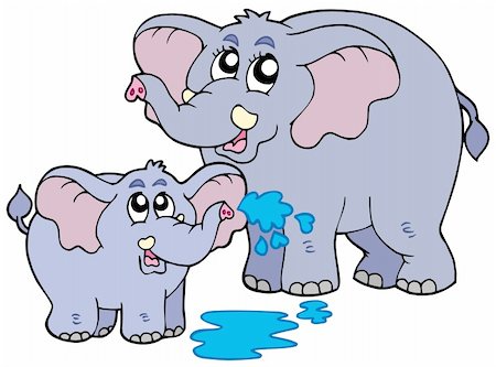 Female and baby elephants - vector illustration. Stock Photo - Budget Royalty-Free & Subscription, Code: 400-04235744