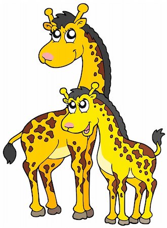 Female and baby giraffes - vector illustration. Stock Photo - Budget Royalty-Free & Subscription, Code: 400-04235745