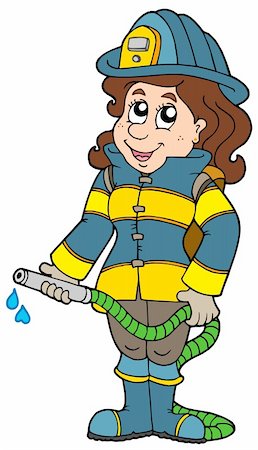 simsearch:400-04280033,k - Firefighting girl on white background - vector illustration. Stock Photo - Budget Royalty-Free & Subscription, Code: 400-04235746