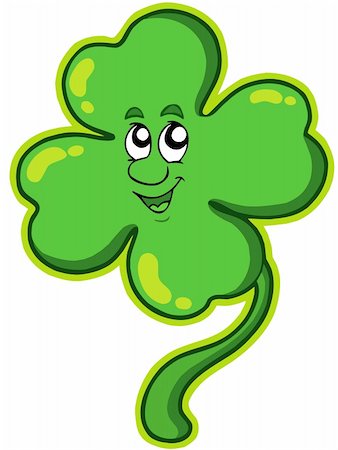 draw close up face - Happy four leaf clover - vector illustration. Stock Photo - Budget Royalty-Free & Subscription, Code: 400-04235766