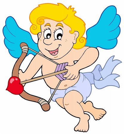 simsearch:400-05913687,k - Happy Cupid with bow and arrow - vector illustration. Foto de stock - Super Valor sin royalties y Suscripción, Código: 400-04235763