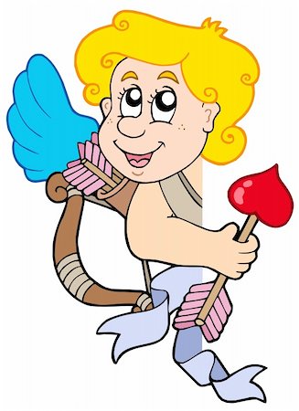 Lurking Cupid with bow and arrow - vector illustration. Stock Photo - Budget Royalty-Free & Subscription, Code: 400-04235774
