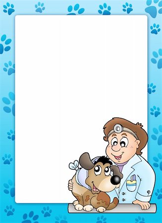 Blue frame with veterinary theme - color illustration. Stock Photo - Budget Royalty-Free & Subscription, Code: 400-04235803