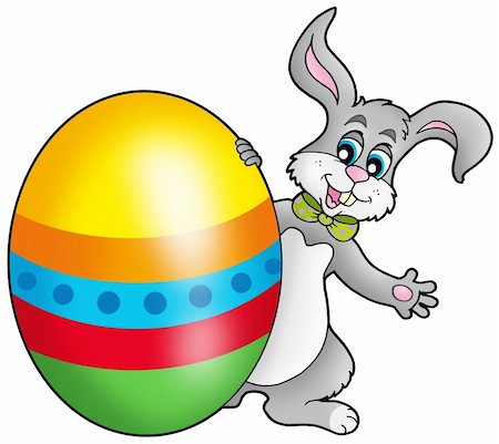simsearch:400-04628759,k - Easter bunny with colorful egg - color illustration. Foto de stock - Super Valor sin royalties y Suscripción, Código: 400-04235862