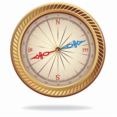 sailing navigation arrow - Vector illustration of a retro gold compass. Stock Photo - Budget Royalty-Free & Subscription, Code: 400-04235975