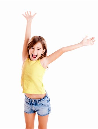 simsearch:400-05745952,k - Portrait of a beautiful and confident girl with arms on the air, isolated one white Stock Photo - Budget Royalty-Free & Subscription, Code: 400-04236014