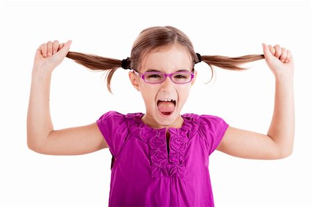 person screaming pulling hair - Girl pulling her hair out, isolated on white background Stock Photo - Budget Royalty-Free & Subscription, Code: 400-04236018