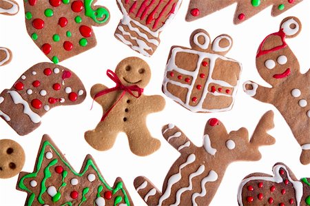 simsearch:400-07175496,k - Homemade Gingerbread cookies with different shapes isolated on white background Fotografie stock - Microstock e Abbonamento, Codice: 400-04236055