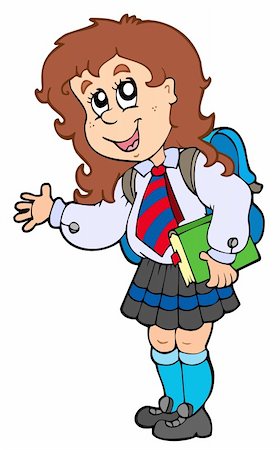 simsearch:400-04267682,k - Cartoon girl in school uniform - vector illustration. Foto de stock - Royalty-Free Super Valor e Assinatura, Número: 400-04236229