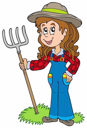 Cute farm girl - vector illustration. Stock Photo - Budget Royalty-Free & Subscription, Code: 400-04236267