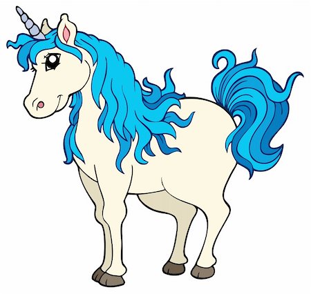 Cute unicorn on white background - vector illustration. Stock Photo - Budget Royalty-Free & Subscription, Code: 400-04236270