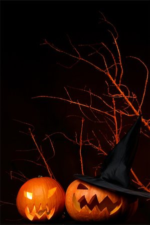simsearch:400-09081867,k - a two fresh halloween pumpkin on black Fotografie stock - Microstock e Abbonamento, Codice: 400-04236303