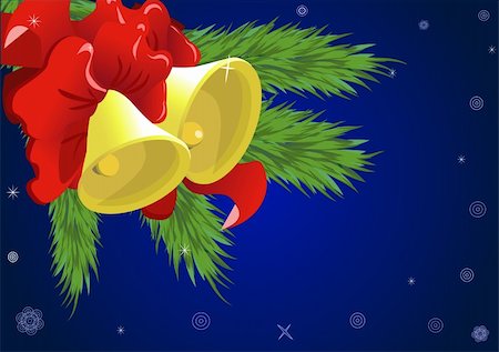 simsearch:400-06391837,k - Bells with a red bow on a spruce branch Stock Photo - Budget Royalty-Free & Subscription, Code: 400-04236515