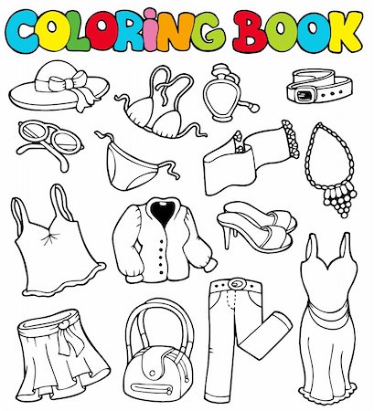 simsearch:400-05377347,k - Coloring book with apparel 2 - vector illustration. Photographie de stock - Aubaine LD & Abonnement, Code: 400-04236822