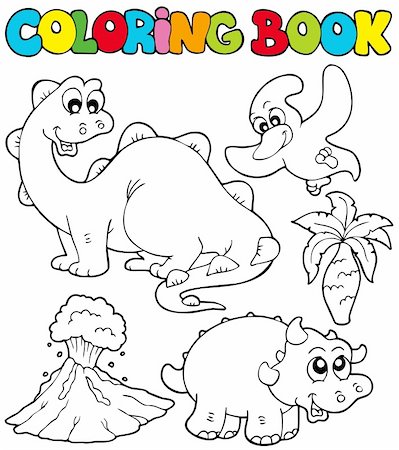 Coloring book with dinosaurs 2 - vector illustration. Foto de stock - Super Valor sin royalties y Suscripción, Código: 400-04236841