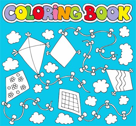 simsearch:400-06327777,k - Coloring book with various kites - vector illustration. Foto de stock - Super Valor sin royalties y Suscripción, Código: 400-04236852