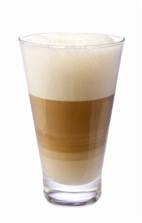 Latte Macchiato coffee in a glass isolated on white Stock Photo - Budget Royalty-Free & Subscription, Code: 400-04236909