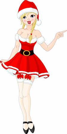 Illustration of sexy Christmas girl in Santa dress Stock Photo - Budget Royalty-Free & Subscription, Code: 400-04237015