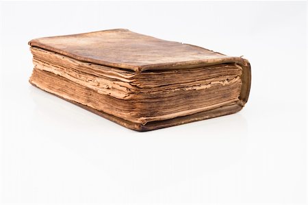 simsearch:400-04734290,k - Old antique book from 1739 with leather cover isolated on white Fotografie stock - Microstock e Abbonamento, Codice: 400-04237155