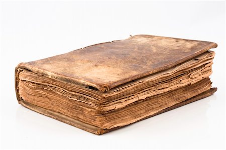 simsearch:400-04734290,k - Old antique book from 1739 with leather cover isolated on white Fotografie stock - Microstock e Abbonamento, Codice: 400-04237152
