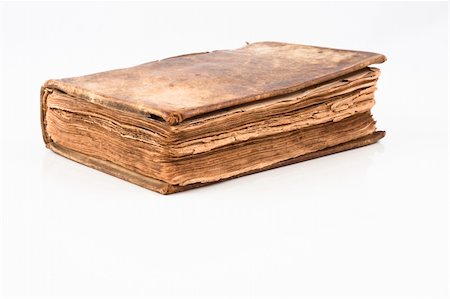 simsearch:400-04734290,k - Old antique book from 1739 with leather cover isolated on white Fotografie stock - Microstock e Abbonamento, Codice: 400-04237153