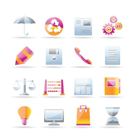 paper umbrella - Business and Office internet Icons - Vector icon Set Stock Photo - Budget Royalty-Free & Subscription, Code: 400-04237166