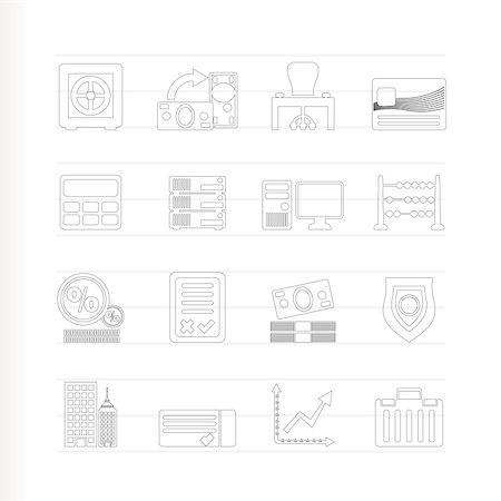 server illustration - bank, business, finance and office icons - vector icon set Stock Photo - Budget Royalty-Free & Subscription, Code: 400-04237201