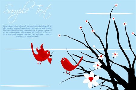 simsearch:400-04767188,k - illustration of valentine  card with birds Photographie de stock - Aubaine LD & Abonnement, Code: 400-04237238