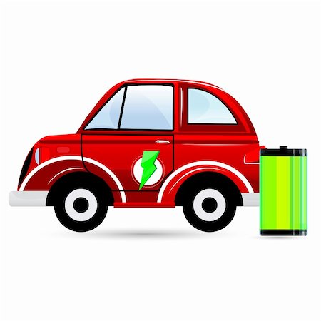 drawing of electric cars - illustration of battery car on white background Stock Photo - Budget Royalty-Free & Subscription, Code: 400-04237406
