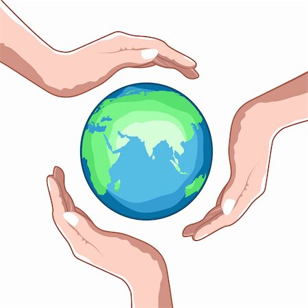 illustration of save earth with hands on white background Stock Photo - Budget Royalty-Free & Subscription, Code: 400-04237425