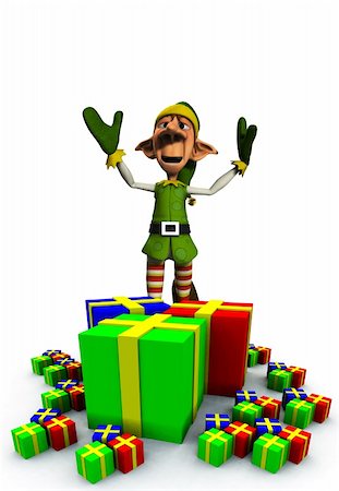 simsearch:400-04774270,k - A Christmas Elf with a load of presents and gifts. Stock Photo - Budget Royalty-Free & Subscription, Code: 400-04237707