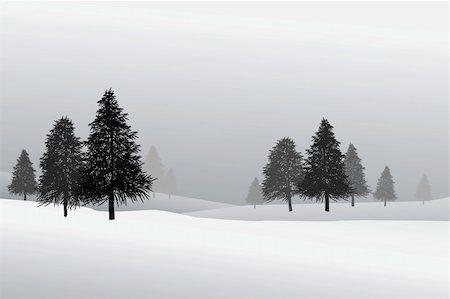 illustrations of snow scene, peaceful. Copy space for texts. Stock Photo - Budget Royalty-Free & Subscription, Code: 400-04237797