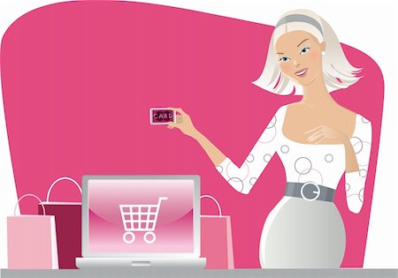 simsearch:400-05005850,k - Vector illustration of a woman shopping on interninet Stock Photo - Budget Royalty-Free & Subscription, Code: 400-04237879
