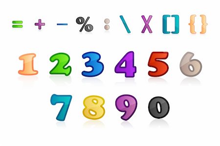 illustration of set of numbers and characters on white background Stock Photo - Budget Royalty-Free & Subscription, Code: 400-04237959