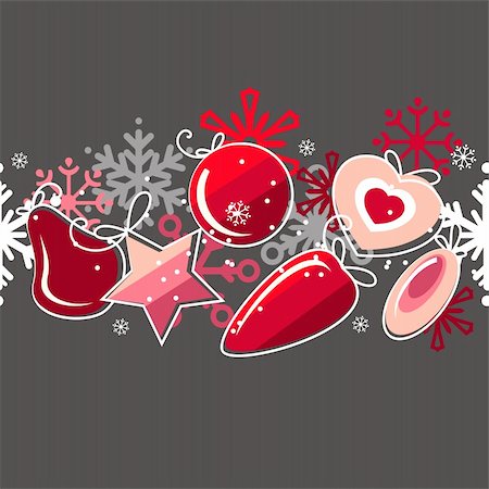 simsearch:400-05364565,k - Seamless christmas pattern with red balls and white snowflakes Stock Photo - Budget Royalty-Free & Subscription, Code: 400-04238044