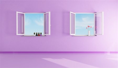 simsearch:400-04156984,k - two open windows in empty a purple living room - rendering Stockbilder - Microstock & Abonnement, Bildnummer: 400-04238257