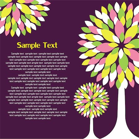 simsearch:400-08096452,k - card design with stylized trees and text. vector illustration     card design with stylized trees and text. vector illustration Stock Photo - Budget Royalty-Free & Subscription, Code: 400-04238325