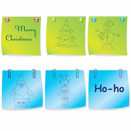 snowman snow angel - Large Set of colorful note paper.Vector illustration Photographie de stock - Aubaine LD & Abonnement, Code: 400-04238429