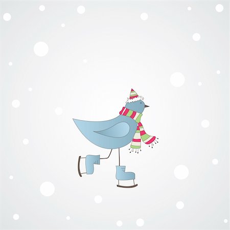 simsearch:400-05315803,k - Blue winter bird with message. Vector illustration Photographie de stock - Aubaine LD & Abonnement, Code: 400-04238430