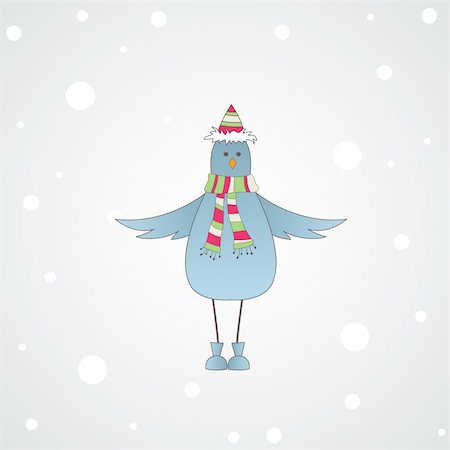 simsearch:400-05315803,k - Blue winter bird with message. Vector illustration Photographie de stock - Aubaine LD & Abonnement, Code: 400-04238431