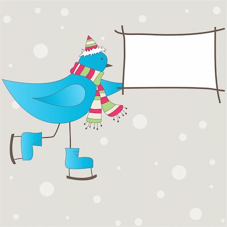 simsearch:400-05315803,k - Blue winter bird with message. Vector illustration Photographie de stock - Aubaine LD & Abonnement, Code: 400-04238432