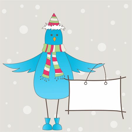 simsearch:400-05315803,k - Blue winter bird with message. Vector illustration Photographie de stock - Aubaine LD & Abonnement, Code: 400-04238433