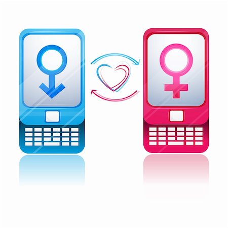 simsearch:400-04725569,k - illustration of male female talking by phone on white background Stock Photo - Budget Royalty-Free & Subscription, Code: 400-04238911