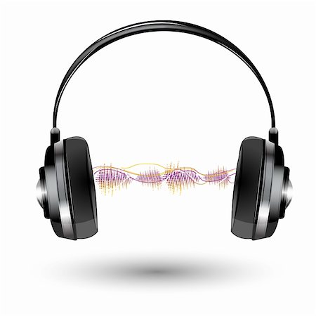 illustration of headphone with sound wave on white background Stock Photo - Budget Royalty-Free & Subscription, Code: 400-04238913
