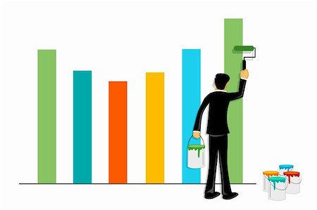 simsearch:400-04266616,k - illustration of businessman painting graph on white background Foto de stock - Super Valor sin royalties y Suscripción, Código: 400-04238925