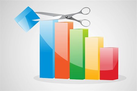 simsearch:400-04266616,k - illustration of cutting  business graph on white background Foto de stock - Super Valor sin royalties y Suscripción, Código: 400-04238948