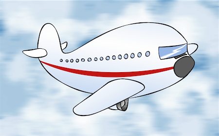 A cartoon passenger jet flying to it's destination. Stock Photo - Budget Royalty-Free & Subscription, Code: 400-04239155