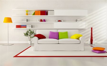 simsearch:400-04156984,k - white elegant couch in a modern living room Stockbilder - Microstock & Abonnement, Bildnummer: 400-04239217