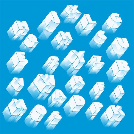 pilgrimartworks (artist) - fully editable vector 3d ice alphabet - capitals with reflections Stock Photo - Budget Royalty-Free & Subscription, Code: 400-04239504