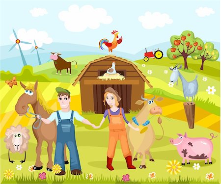 vector illustration of a farm Stock Photo - Budget Royalty-Free & Subscription, Code: 400-04239537